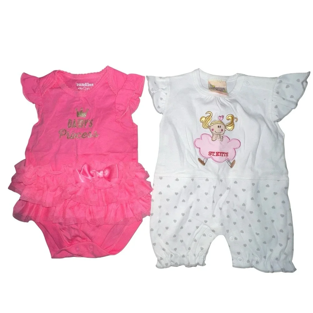 Bundle Of 7 Baby Girls One Piece Outfits‎ Bodysuit 3-6M Tutu Hearts Love Rainbow